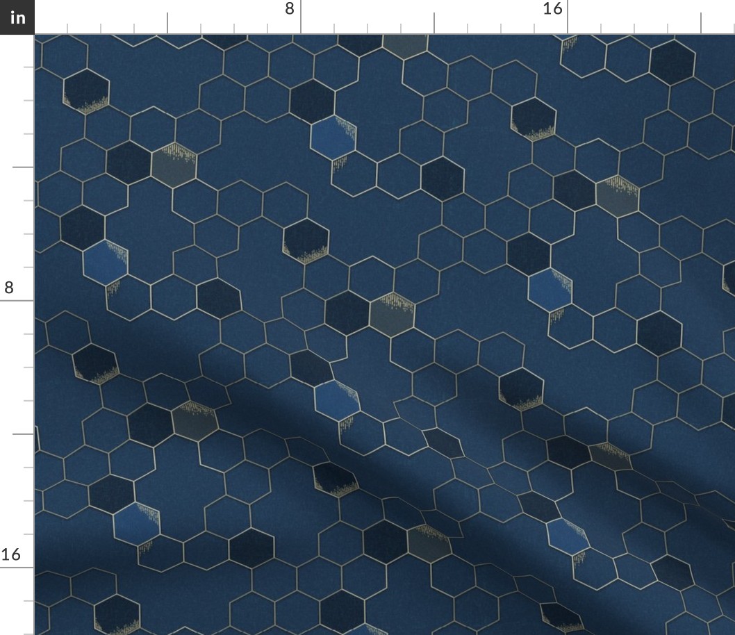 Gold Hexagons on charcoal grey - queen bee coordinate - medium