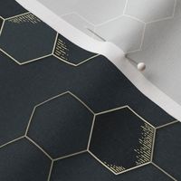 Gold Hexagons on charcoal grey - queen bee coordinate - medium