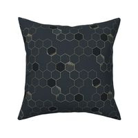 Gold Hexagons on charcoal grey - queen bee coordinate - medium