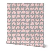 PASTEL PINK RAINBOW PATTERN ON GREY BACKGROUND