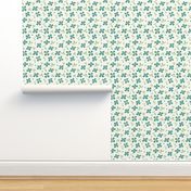 GREEN FLOWER PATTERN ON BEIGE BACKGROUND