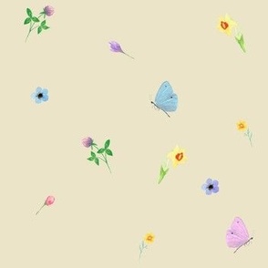 small flowers and butterflies - sand