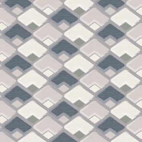 (S) horizontal rhombus in beige, linen white and slate grey with texture on grey