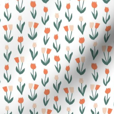 (small scale) tulips - spring flowers - multi orange/pink - LAD22