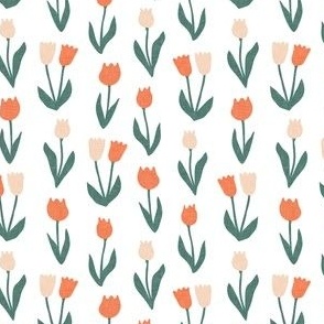 (small scale) tulips - spring flowers - multi orange/pink - LAD22