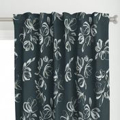 Navy Blue Handpainted Floral - Dusk