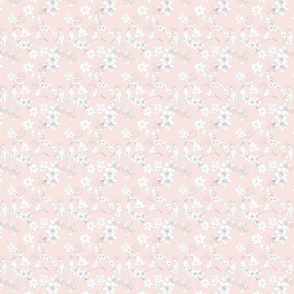 White Birds and Flowers on Peach