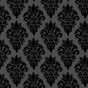 Black and Gray Classic Damask Pattern
