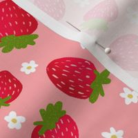 Strawberry Pattern with Flowers Pink