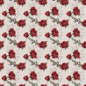 Red Roses on Tan Large