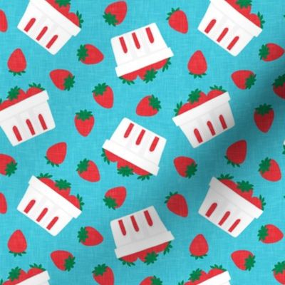 strawberries - strawberries in  berry baskets - blue - LAD22