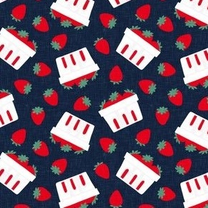 (small scale) strawberries - strawberries in  berry baskets - red/navy - LAD22