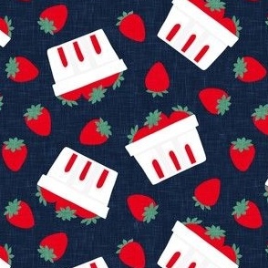 strawberries - strawberries in  berry baskets - red/navy - LAD22