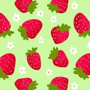 Strawberries and Flowers Green