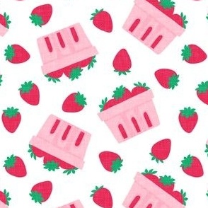 strawberries - strawberries in pink berry baskets - LAD22
