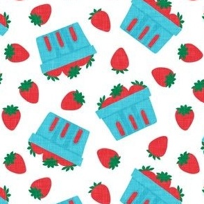 strawberries - strawberries in teal  berry baskets - LAD22