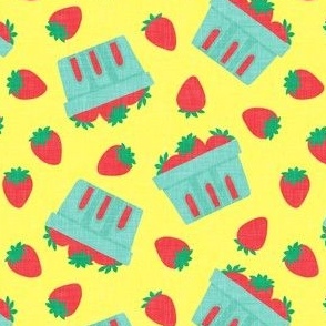 strawberries - strawberries in berry basket - yellow - LAD22