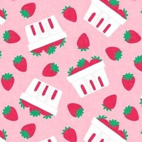 strawberries - strawberries in berry basket - pink - LAD22