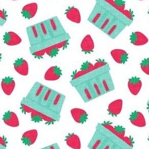 strawberries - strawberries in aqua berry basket - LAD22