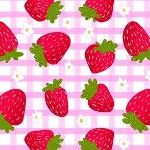 strawberry pattern pink gingham