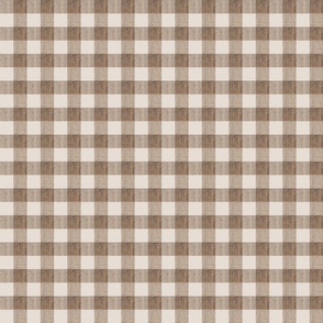 Saddle Brown Off White Small Checks