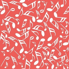 White Music Notes Petal Solids Coral