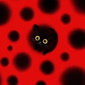 Polka dot cats - red and black