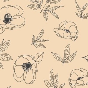 Small Outlined Flowers_Tan_