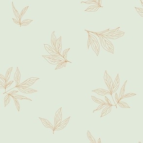 Leaf Scatter // Orange on Dusty Mint Green // 