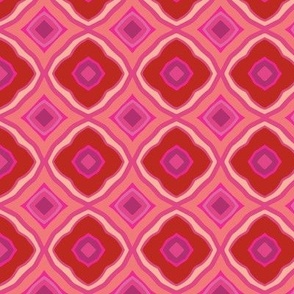 Ultami geometric, red tones, about 2 inch