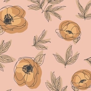 Small Outlined Flowers // Blush & Orange // 