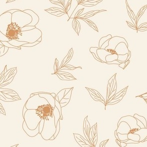 Small Outlined Flowers // Orange on Cream // 