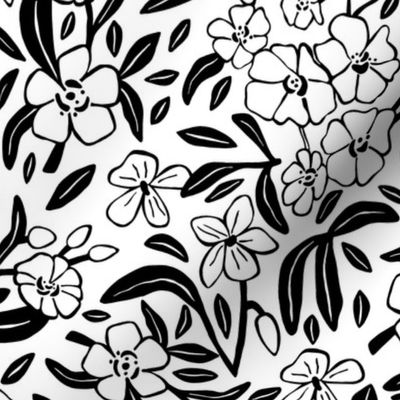 Floral Kisses | Black and White | Medium Scale ©designsbyroochita