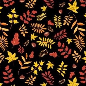 Colorful autumn leaves on black