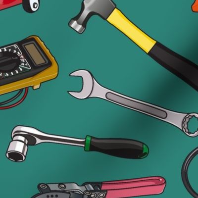 Auto Mechanic's Essentials - Tool Array on Teal