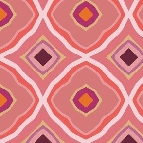 Ultami geometric, coral tones, about 2 inch