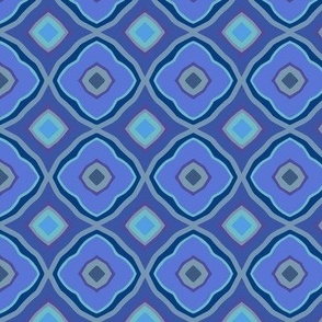 Ultami geometric, blue tones, about 2 inch