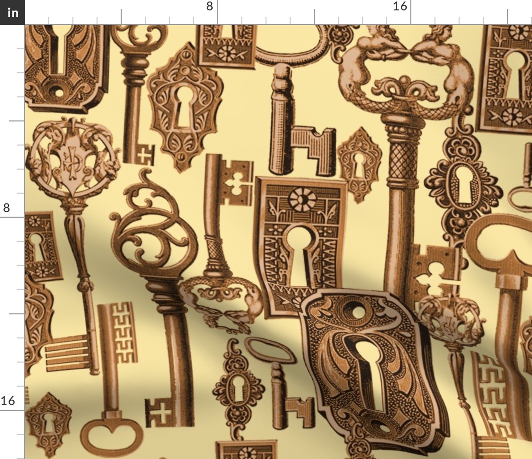 Vintage Keys - goldenrod and copper