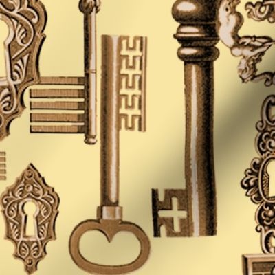 Vintage Keys - goldenrod and bronze