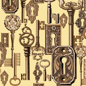 Vintage Keys - goldenrod and bronze
