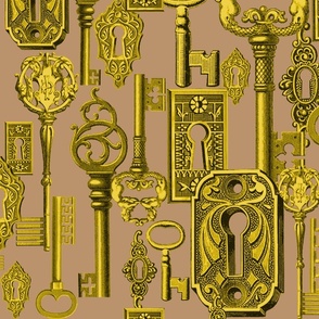 Vintage Keys - tan and gold