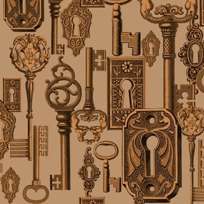 Vintage Keys - tan and copper