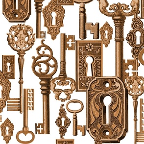 Vintage Keys - white and copper