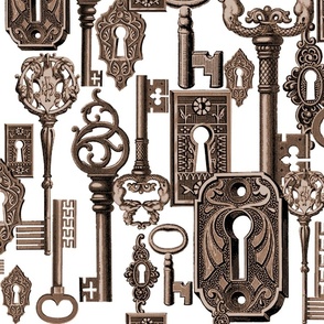 Vintage Keys - white and bronze