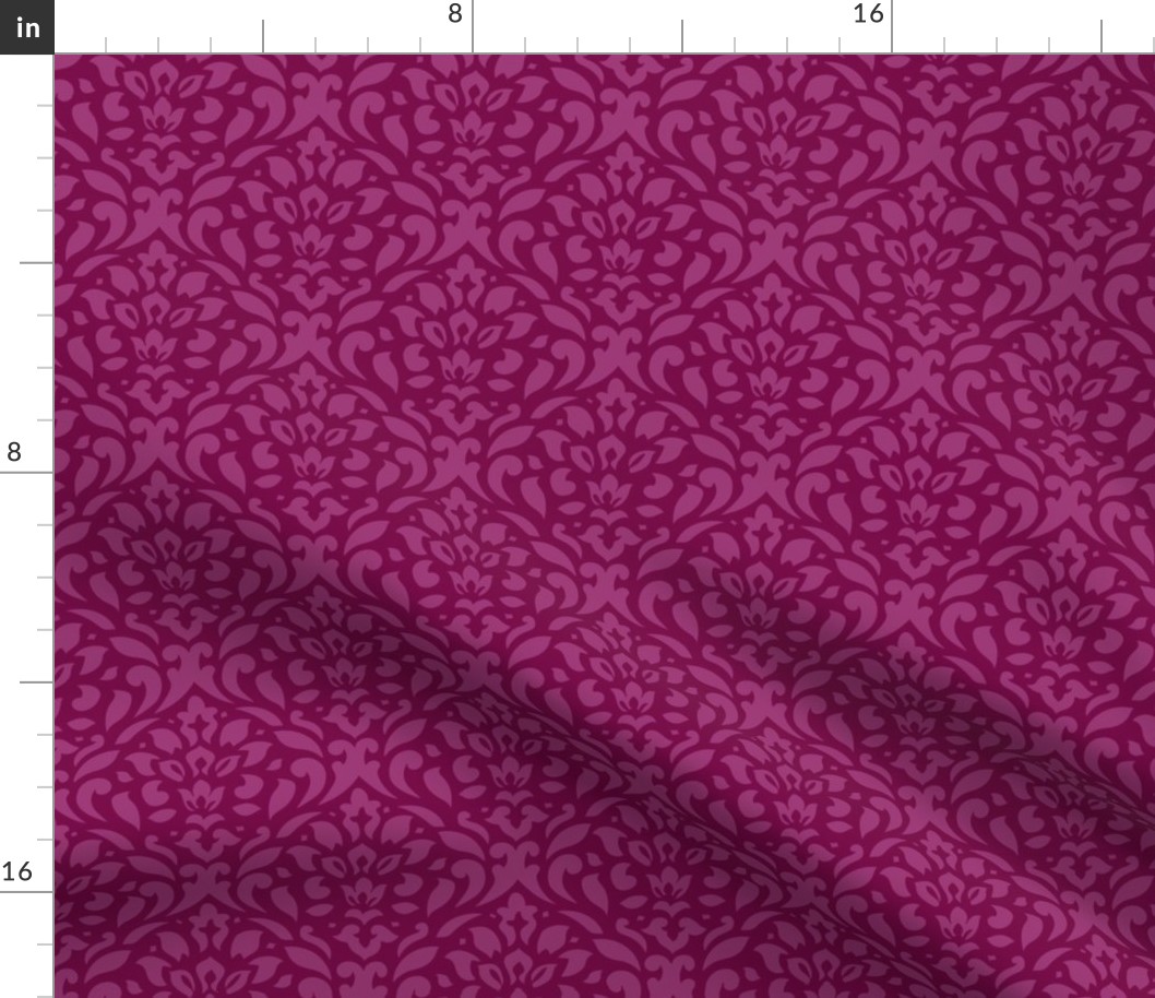 berry damask on vibrant  beetroot- small