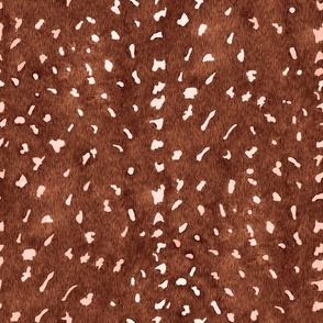 Faux Deer Hide in Rust Terracotta - Medium Scale - Pink Spots Fawn
