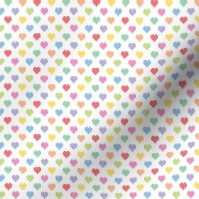 Tiny pixelated multicolored hearts