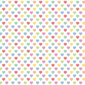 Tiny pixelated multicolored hearts