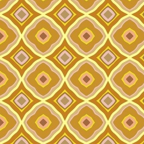 Ultami geometric, golden yellow tones, about 2 inch