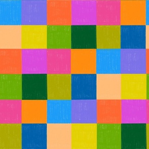 medium - pencil crayon patchwork - rainbow